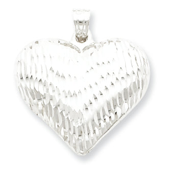 Sterling Silver Diamond-cut Puffed Heart Pendant