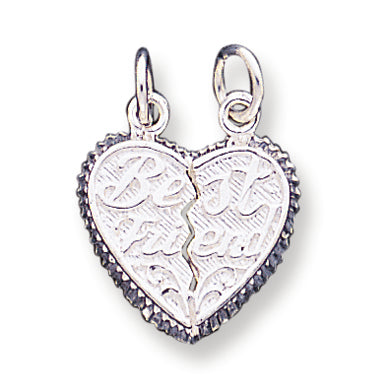 Sterling Silver Best Friend 2-piece Break apart Heart Charm