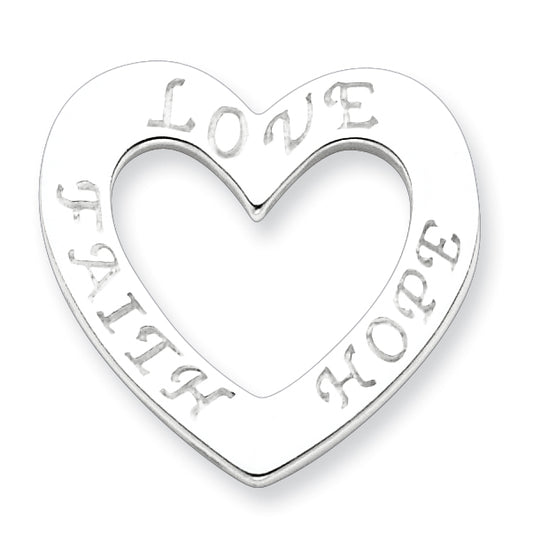 Sterling Silver Faith, Hope, and Love Heart Pendant