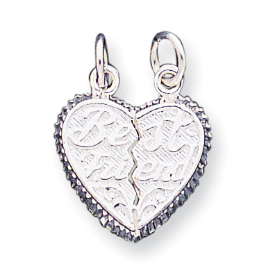 Sterling Silver Best Friend 2-piece Break apart Heart Charm