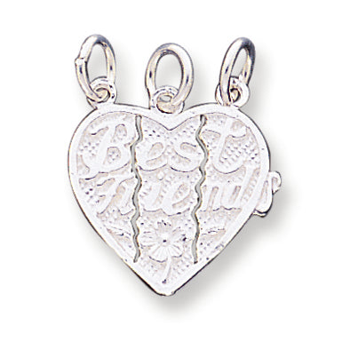 Sterling Silver Best Friends 3-piece break apart Heart Charm