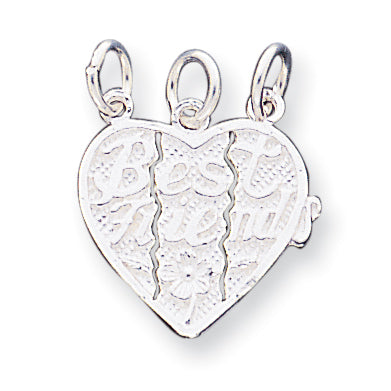 Sterling Silver Best Friends 3-piece break apart Heart Charm