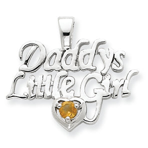 Sterling Silver Citrine Daddy's Little Girl Pendant