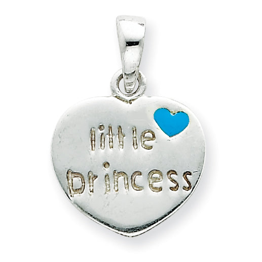 Sterling Silver Enameled Little Princess Heart Pendant