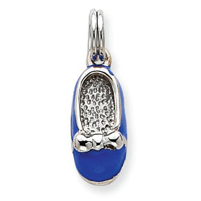 Sterling Silver Blue Enamel Shoe Charm