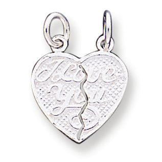 Sterling Silver I Love You 2-piece break apart Heart Charm