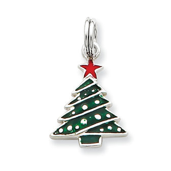 Sterling Silver Enamel Christmas Tree Charm
