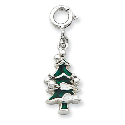 Sterling Silver Enameled Christmas Tree Charm