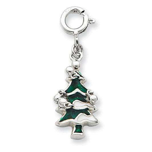 Sterling Silver Enameled Christmas Tree Charm