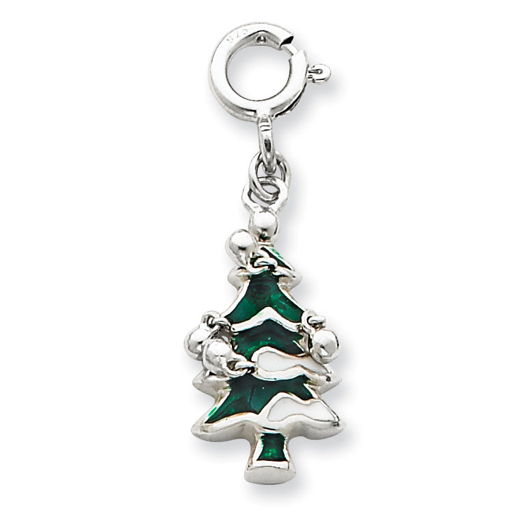 Sterling Silver Enameled Christmas Tree Charm