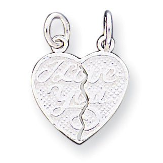 Sterling Silver I Love You 2-piece break apart Heart Charm