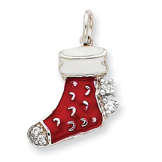 Sterling Silver Enameled Stocking Charm