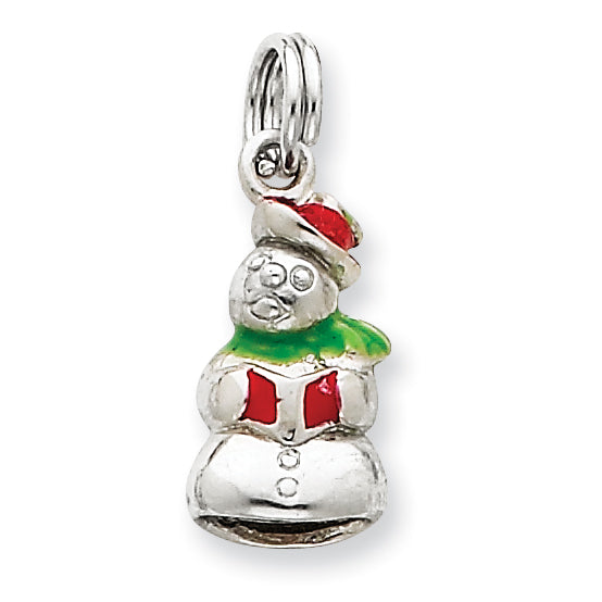 Sterling Silver Enamel Snowman Charm