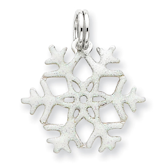 Sterling Silver Enameled Snowflake Charm