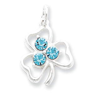 Sterling Silver Blue CZ Shamrock Charm