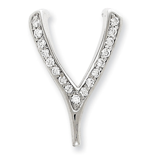 Sterling Silver CZ Wishbone Pendant