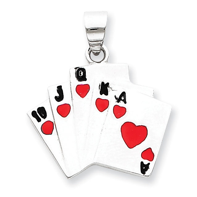 Sterling Silver Enamel Royal Flush Pendant