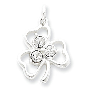 Sterling Silver Clear CZ Shamrock Charm