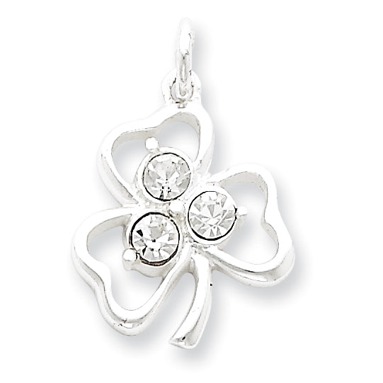 Sterling Silver Clear CZ Shamrock Charm