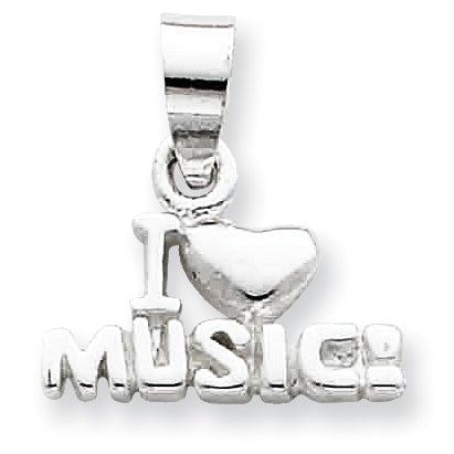 Sterling Silver I Love Music Pendant