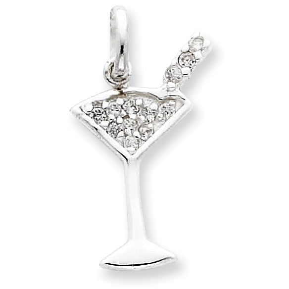 Sterling Silver CZ Martini Pendant