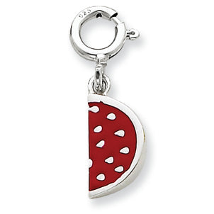 Sterling Silver Red Enameled Watermelon Charm