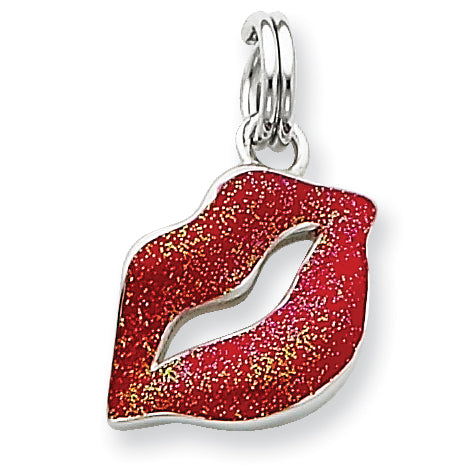 Sterling Silver Enamel Lips Charm