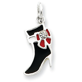 Sterling Silver Black and Red Enameled La