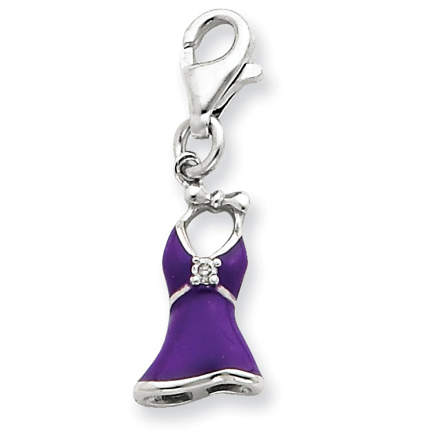 Sterling Silver Purple Enameled Dress Charm