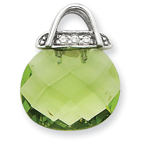 Sterling Silver Green CZ Purse Pendant