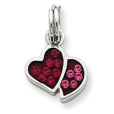 Sterling Silver Pink & Red CZ Hearts Charm