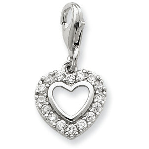 Sterling Silver CZ Heart Pendant