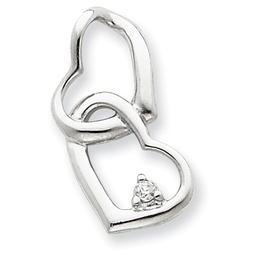 Sterling Silver CZ Hearts Pendant