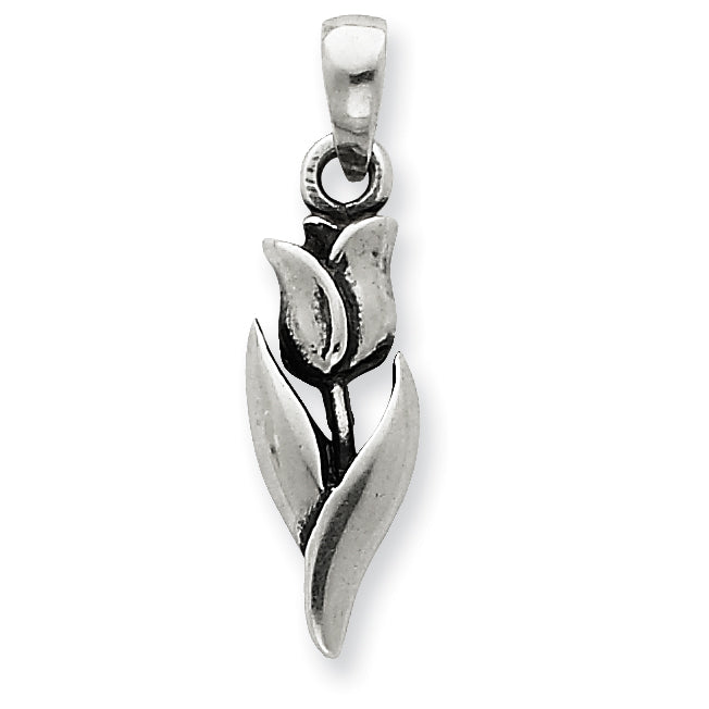 Sterling Silver Antiqued Tulip Pendant