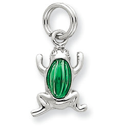 Sterling Silver Green Enamel Frog Charm