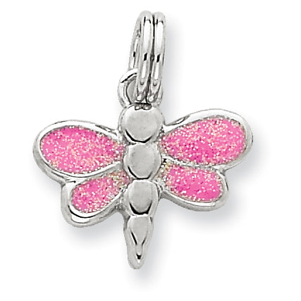 Sterling Silver Pink Enamel Dragonfly Charm