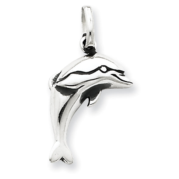 Sterling Silver Antiqued Dolphin Pendant
