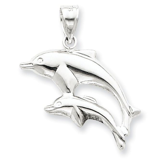 Sterling Silver Polished Dolphins Pendant