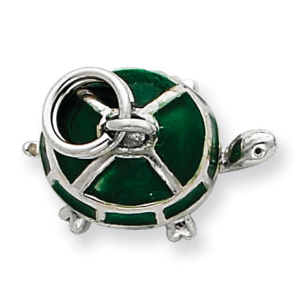 Sterling Silver Green Enamel Turtle Charm