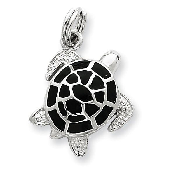 Sterling Silver Green Enamel Turtle Charm