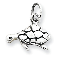 Sterling Silver Antiqued Turtle Charm