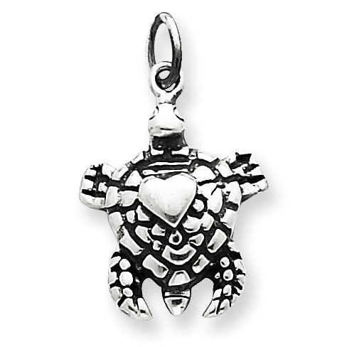 Sterling Silver Antiqued Sea Turtle Charm