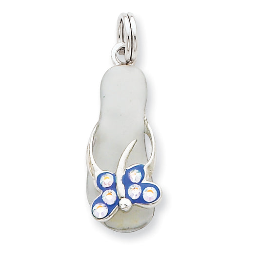 Sterling Silver CZ Butterfly Enamel Sandal Charm