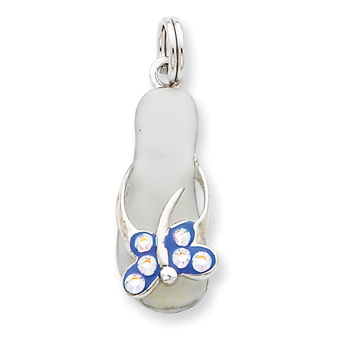 Sterling Silver CZ Butterfly Enamel Sandal Charm