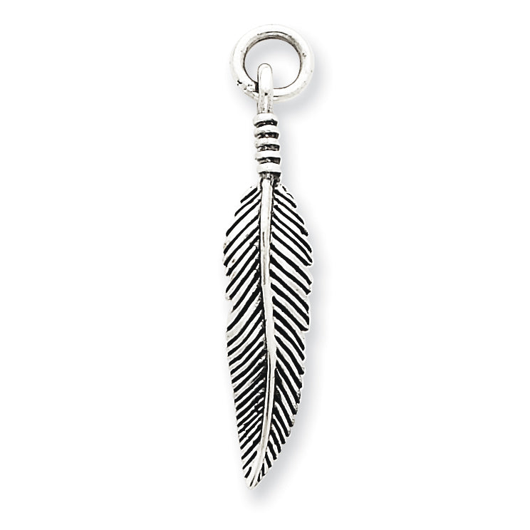 Sterling Silver Antiqued Feather Charm