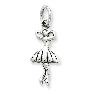 Sterling Silver Antiqued Ballerina Charm