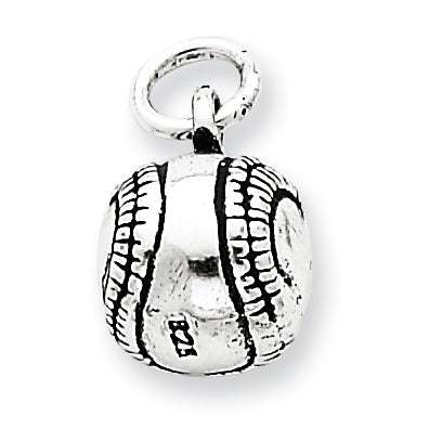 Sterling Silver 3D Antiqued Baseball Charm