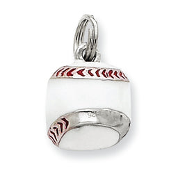 Sterling Silver 3D Enamel Baseball Charm