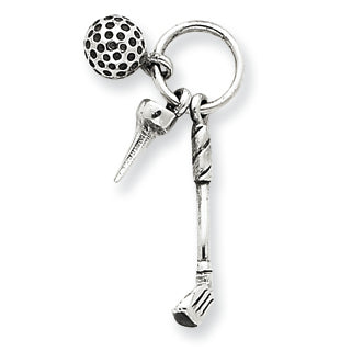 Sterling Silver Antiqued Golfer's Charm