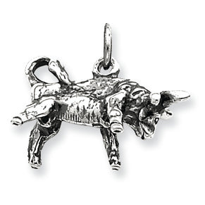 Sterling Silver Antiqued Taurus Pendant